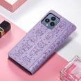 thumbnail image 5 of Allytechgroup Flip Wallet Case [Cat & Dog Cute Embossed Pattern] for T-Mobile REVVL 6 5G with Card Slots Cash Holder, Stylish Magnetic Clasp Shockproof Kickstand Cover with Hand Strap, Purple, 5 of 6