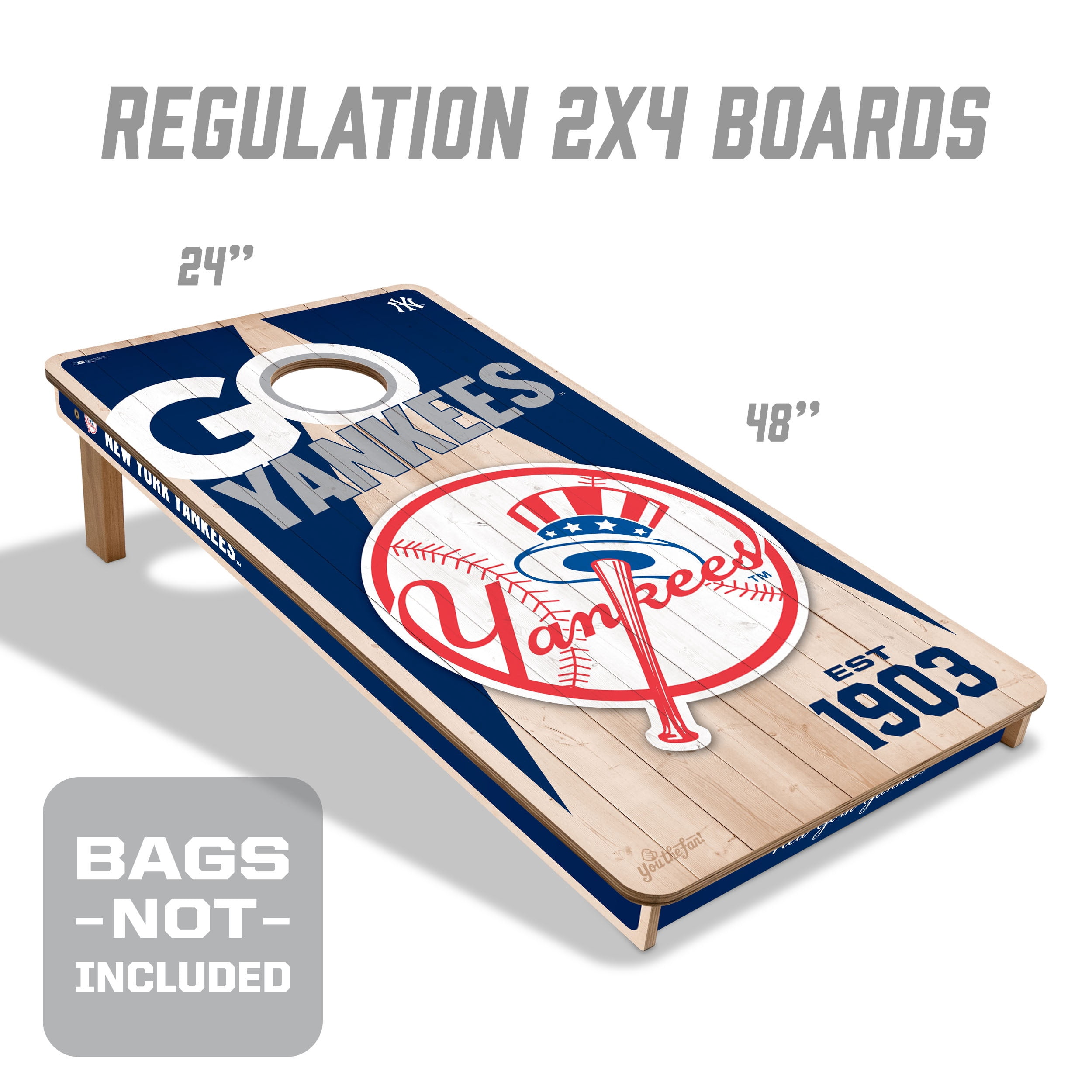 YouTheFan MLB New York Yankees 2' x 4' Cornhole Game No Bags
