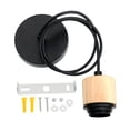 thumbnail image 3 of Lámpara colgante con cable E27, lámpara colgante industrial de estilo rústico. Madera negra, 3 of 9