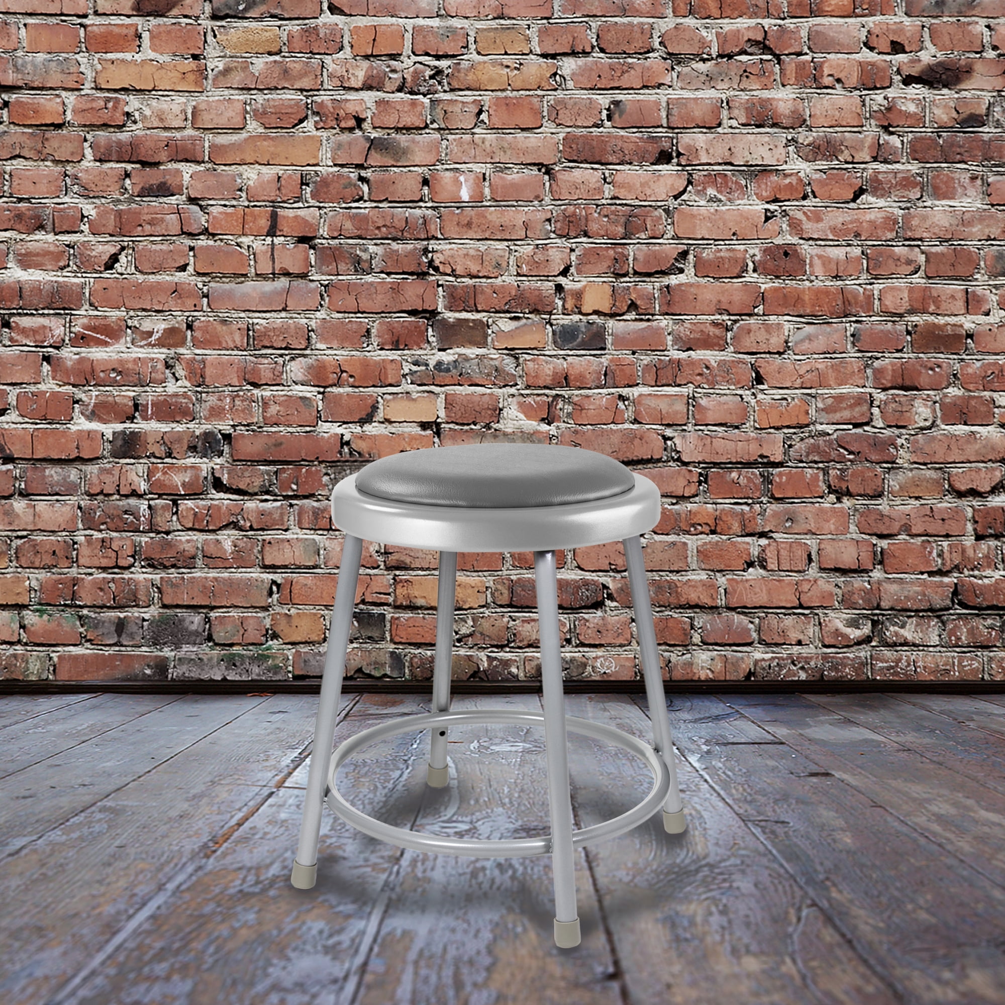 Hampden Furnishings Otto Collection 18" Height Vinyl Padded Science Stool, Grey, Pack of 2