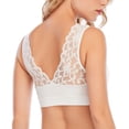 thumbnail image 6 of Womens Deep V-neck Plus Size Wirefree Casual Lace Sports Bras, 6 of 6