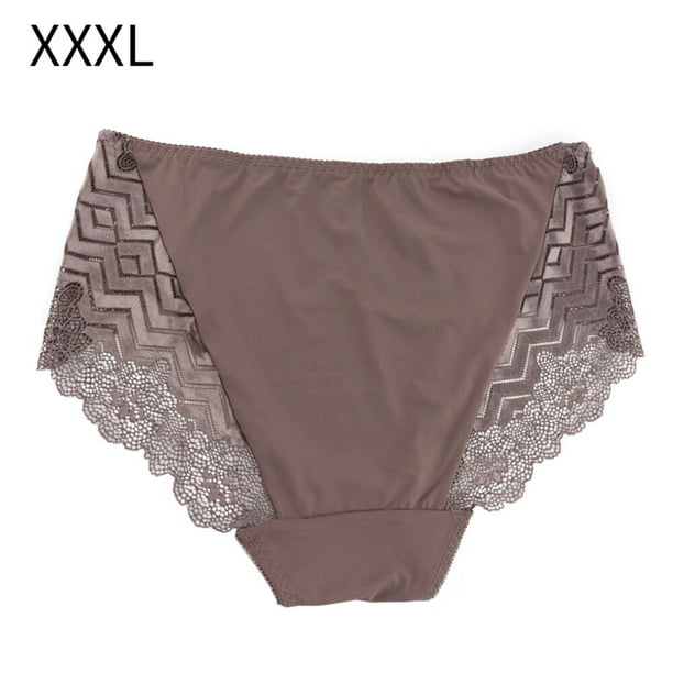 Jumpingount Ropa interior sin costuras de encaje para mujer Calzoncillos transpirables de cintura media para niñas Dama Ropa interior café 3L