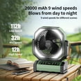 thumbnail image 2 of Socool Ventilador de camping con luz – Ventilador de batería recargable de 20000 mAh, tiempo de funcionamiento máximo de 112 horas, 9 velocidades, pantalla digital, temporizador, oscilación automática, 2 of 5