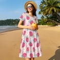 thumbnail image 4 of Naloa Floral Strawberr Print Womens Summer A-Line Dress with Pockets,Short Sleeve Dresses,Flowy Beach Swing Dress for Vacation Travel, 4 of 6