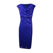 New Connected Women's Sz 12P Lace Overlay Sparkle Sleeveless Purple Dress