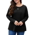 thumbnail image 2 of FlorCurve Plus Size Sweatshirts for Women Long Sleeve Crew Neck Pollover Sweatshirt Casual Tunic Shirts with Pockets, Black 3XL, 2 of 7