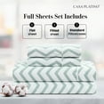 thumbnail image 2 of Casa Platino 100% Cotton Full Size Sheets Set – Percale Weave, Fade Resistant, 15” Deep Pocket – Chevron Cool Blue, 2 of 7