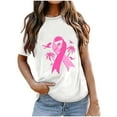 thumbnail image 1 of VKOYWKM T-Shirts Ruban Rose Femmes Sensibilisation au Cancer du Sein T-Shirts Manches Courtes Graphiques Inspirants Col Rond Coupe Ample, 1 of 3
