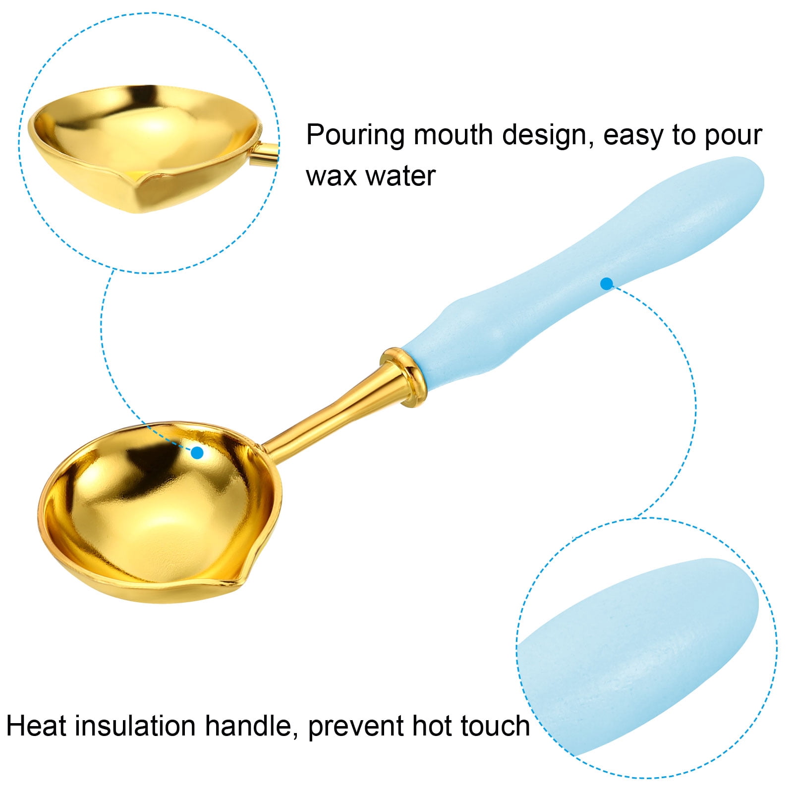 Unique Bargains Wax Seal Spoon with Vintage Wooden Handle for Wax Seal Stamp 3Pcs Blue