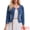 Blue, variant on DARING DIVA Women's Collarless Cardigan 3/4 Sleeve Jean Jacket S Light Blue