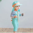 thumbnail image 2 of Summer Toddler Boys Girls Long Sleeve Cartoon Dinosaur Prints Swimwear Beach Onesie Swimsuit Bikini With Sun Hat Girls Swim Bottoms Surf Girl Long Rose Girls Two Pieces Swimming Suits for Kids Girls, 2 of 5