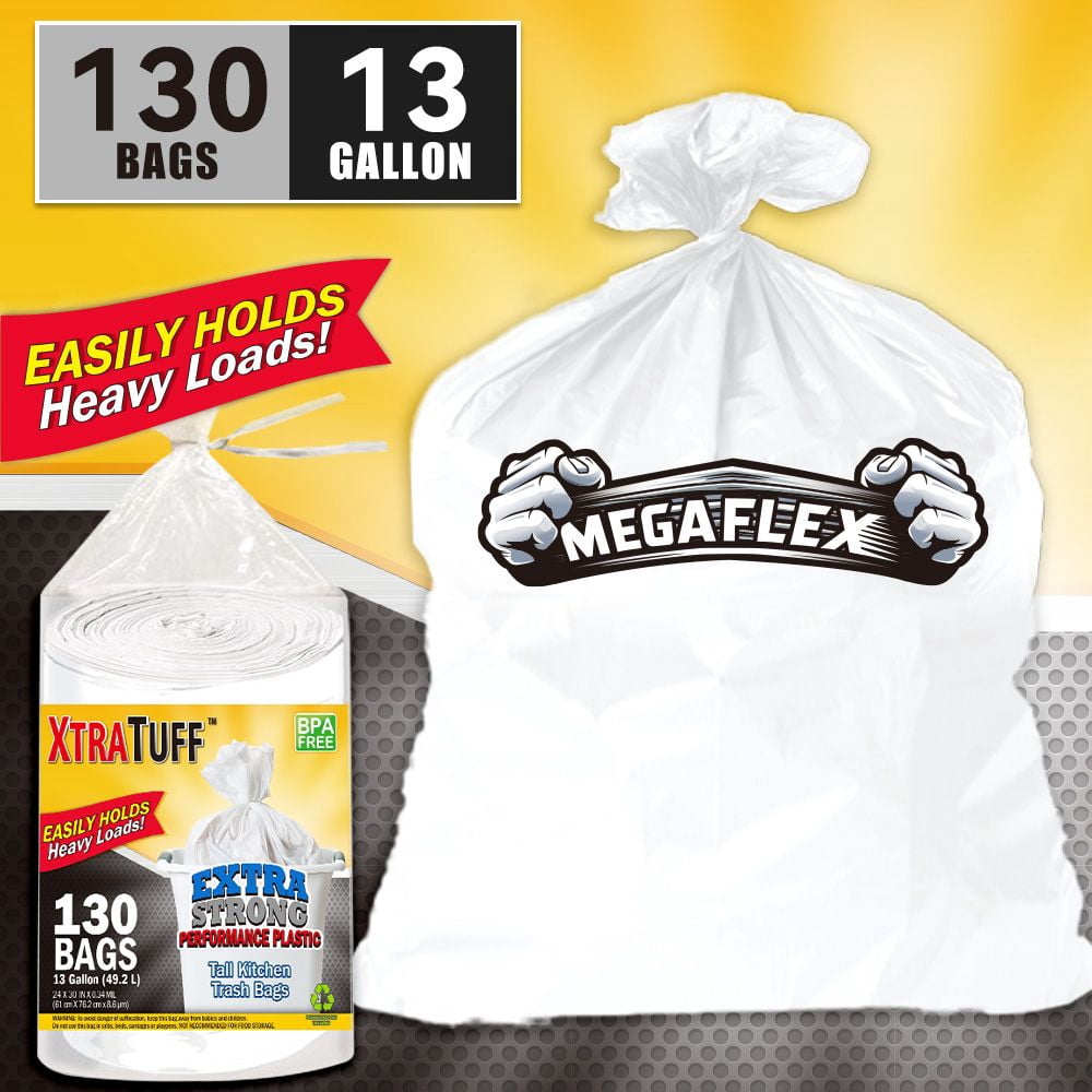 130-Pack 13 Gallon Heavy-Duty Garbage Bags – Expandable, Leak-Resistant, Odor-Proof Trash Bags for Home & Outdoor