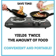 Courant Electric Double Burner, Portable, Sleek Design, Black