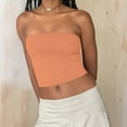 thumbnail image 5 of qolati Womens Strapless Tube Tops Y2K Going Out Cropped Fitted Tank Tops Slim Fit Trendy Layered Bandeau Shirts Backless Workout Clothes Orange XXL, 5 of 9