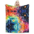 thumbnail image 6 of LNWH Watercolor AI Abstract Art Pattern Throw Blanket, Fluffy Soft Cozy Bed Flange Plush Blankets, 80"x60", 6 of 8