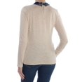 thumbnail image 2 of MAISON JULES Womens Ivory Bow-stripe Collared Star Sequined Long Sleeve Top  Size: M, 2 of 2