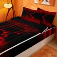 thumbnail image 3 of meiyoeat gradient Letter Pattern Zipper Full Size Comforter Sets with Fitted Sheet and 2 Pillowcases,Black Red Monogram R Zipper Bedding Set,Black Reversible,4-Piece, 3 of 7