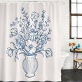 thumbnail image 2 of Blue Floral Bathroom Shower Curtains with 12 Hooks Polyester Waterproof Shower Curtain for Stalls and Bathtubs Vintage Line Wildflowers Vase Pastoral Decorative Bathroom Privacy Curtain 36x78 Inches, 2 of 7