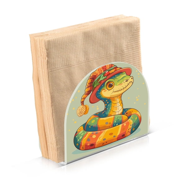 Haosy Napkin Holder for Table Acrylic Kitchen Paper Tissue Dispenser, Cute Snake with Hat