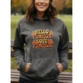thumbnail image 3 of Playful Pumpkin Spice Quote Hoodie for Men and Women, Unisex Pullover Hooded Sweatshirt, Comfortable Cotton Poly Blend, Autumn Coffee Lover Casual Outfit, 3 of 5