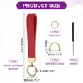 thumbnail image 2 of Leather Wristlet Keychain Car Key Chain Wristlet, 7" Key Fob Holder with D Ring and 2 Ring Gold Tone/Red, 2 of 6