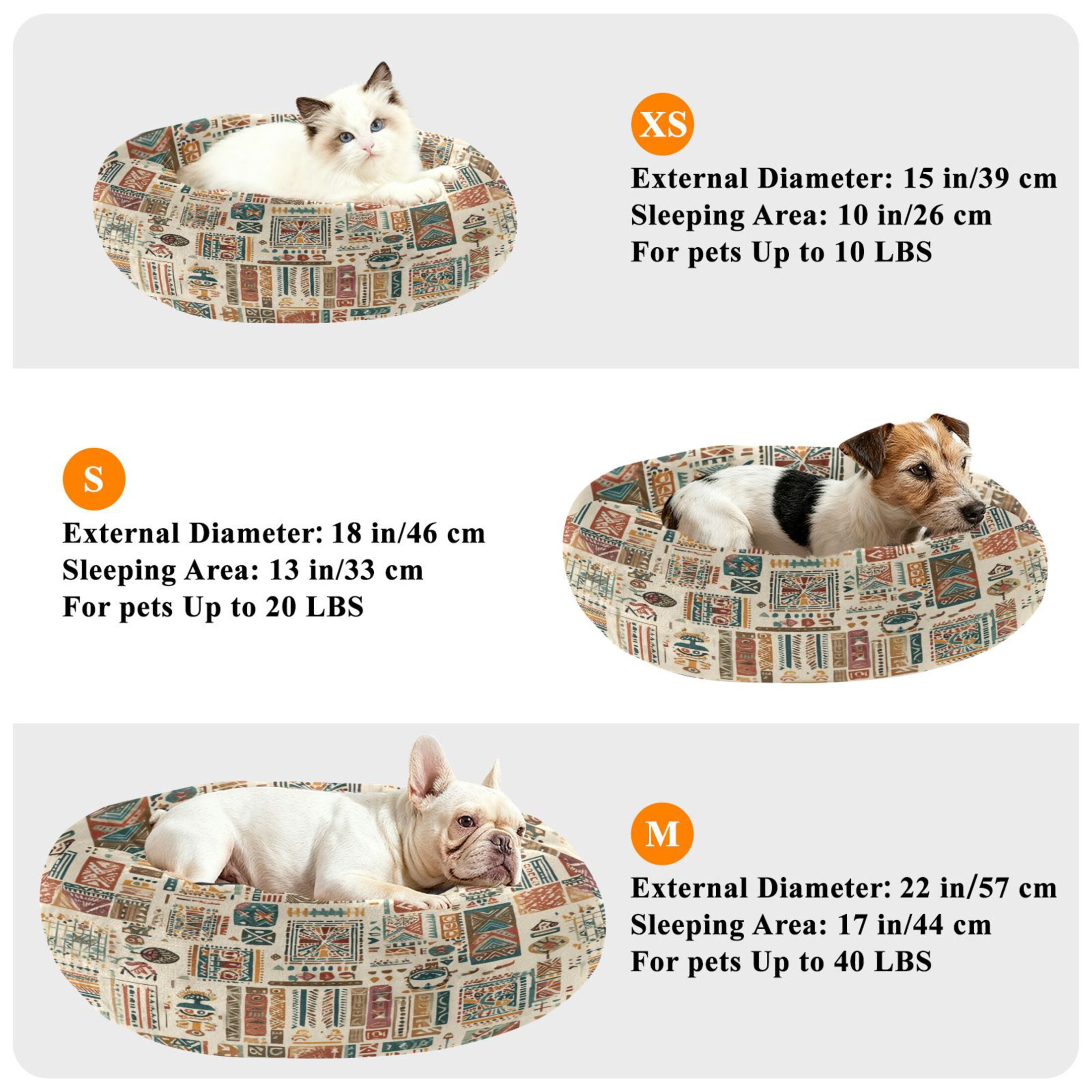 Iauyy Pet Couch Donut Cat Bed for Indoor Cats/Small Dogs Washable & Machine with Non-slip Bottom Calming Cat Furniture, Illustrated Poster (M)