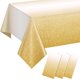 thumbnail image 1 of Mantel de plástico dorado degradado para fiestas, paquete de 3, manteles desechables de color dorado amarillo degradado para mesas rectangulares, mantel con salpicaduras de color dorado claro para, 1 of 5