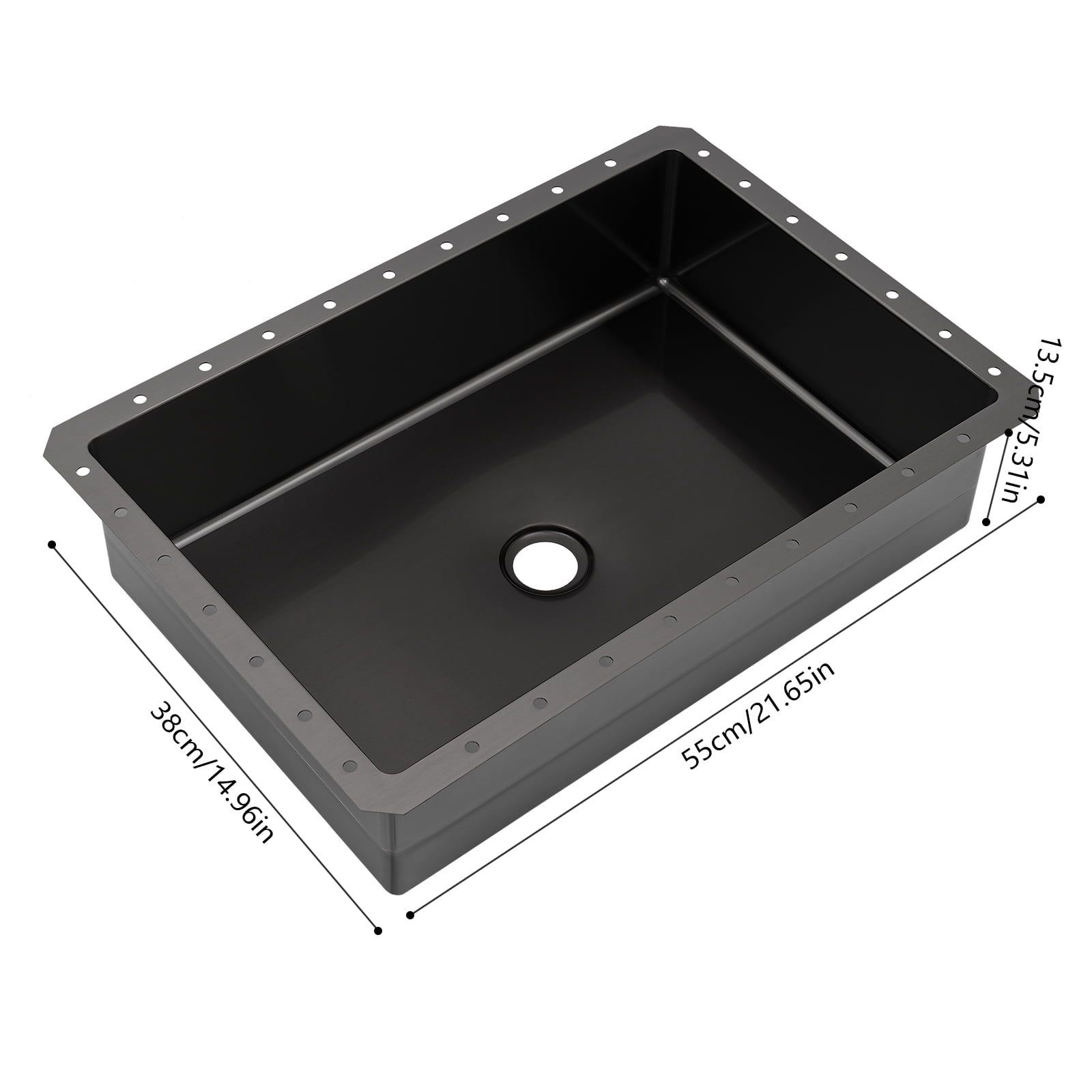 Wildnix Modern Rectangular Bathroom Sink, Undermount Design, Brushed 304 Stainless Steel, Pop-Up Drain Included, 6.07 Gallon Capacity, Stylish and Space-Saving for Your Bathroom