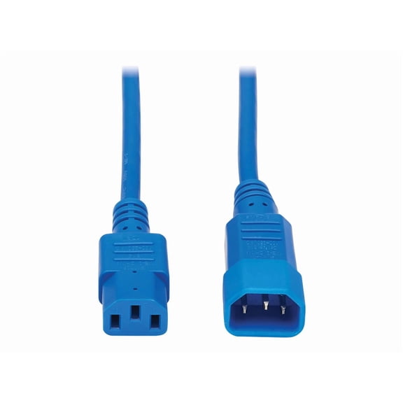 Tripp Lite 2ft Computer Power Extension Cord 10A 18 AWG C14 to C13 Blue 2' - For Computer, Scanner, Printer, Monitor, Power Supply, Workstation - 120 V AC, 230 V AC Voltage Rating - 10 A Current