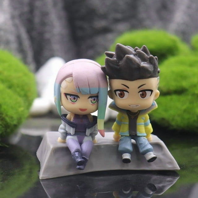 Ensemble de 2 Pcs Figurines d'Action Cyberpunk Mignonnes Lucy Rebecca David Jouets Collection Modèle Jouets Cadeaux