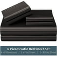 thumbnail image 7 of 6 Pieces Queen Satin Sheets Luxury Silky Navy Blue Satin Bedding Sheet Set, 1 Deep Pocket Fitted Sheet + 1 Flat Sheet + 4 Pillow Cases, 7 of 7