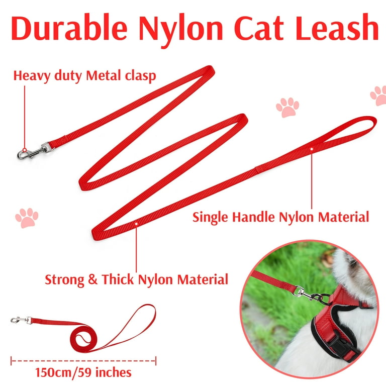 rabbitgoo Cat Harness and Leash for Walking Escape Proof Soft Adjustable Vest Harnesses for Cats Easy Control Breathable Reflective Strips Jacket Red Walmart