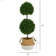 thumbnail image 2 of Nearly Natural 3.5' Boxwood Double Ball Topiary Artificial Tree in Woven Planter, 2 of 4