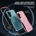 thumbnail image 3 of Compatible with Samsung Galaxy A13 5G Case, Hybrid Heavy Duty Military Grade Full-Body Drop Shockproof Heavy Duty Dustproof 3-Layers Rugged Anti-Scratch Cover Wireless Charging, Pink/Green, 3 of 7