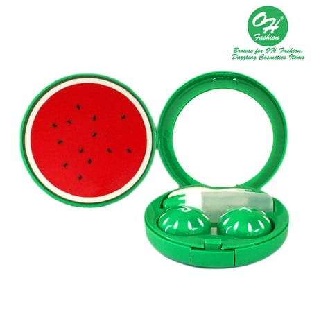 OH Fashion Contact Lens Case kit Fruits style Watermelon with mirror tweezer and holder travel case ,