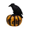 thumbnail image 1 of Halloween Crow Pumpkin Figurine Black Raven Pumpkin Resin Statue, 1 of 5