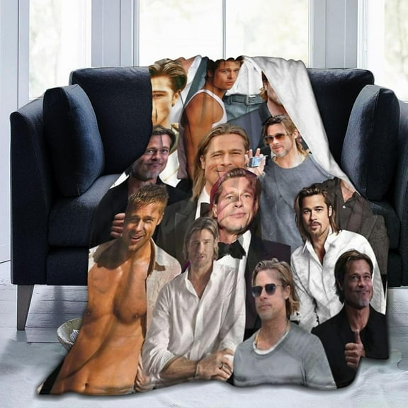Brad Actor Pitt Throw Blanket Flannel Blanket Warm Soft Microfiber Blanket for Living Room Couch Sofa Bedroom Decor Gifts 40""x30"", Black