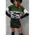 thumbnail image 2 of Color Block Animal Print Sweater Olive Green Small, 2 of 5