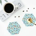 thumbnail image 5 of Pofeuu Sea Shells 2 Print Leather Coasters Set of 6, Round Cups Mugs Mat Pad for Home Kitchen Heat Resistant Drink Coasters,Hexagon, 5 of 7
