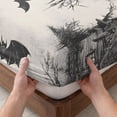 thumbnail image 3 of Twin XL Size Fitted Sheet Set - Grey Halloween 2 Piece Bedding Sets 16" Deep Pocket Fitted Sheet with 1 Pillowcases, Castle Bat Vintage Bare Trees Brushed Microfiber Hotel Luxury Bed Sheets, 3 of 9