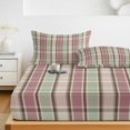 thumbnail image 6 of Twin XL Size Fitted Sheet Set - Buffalo Plaid 2 Piece Bedding Sets 16" Deep Pocket Fitted Sheet with 1 Pillowcases, Farmhouse Red Green Beige Check Gingham Brushed Microfiber Hotel Luxury Bed Sheets, 6 of 9