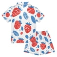 thumbnail image 2 of FORMRS Niños Short Sleeve Top and Pants Pajama Set Unisex Satin 2-Piece Sleepwear, Sizes 5-6Y, Playful Strawberries, 2 of 8