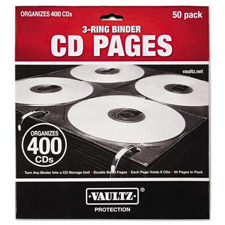 UPC: 0826030014158 | Vaultz VZ01415 8 Disc Capacity 2-Sided CD Refill Pages for 3-Ring Binder – Clear/Black (50/Pack)