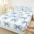 thumbnail image 3 of Feelyou Blue Princess Bowknot Twin Sheet Sets for Kids, Initial B Letter Twin Fitted Sheet, Watercolor Ribbon Flat Sheet, Luxury Bedroom Decor, 3-Piece, 3 of 7