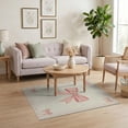 thumbnail image 3 of ODIKA Coquette Round Ribbon Motif Boho Border Center Seamless Pink Flowing Dynamic Stain Resistant Low Profile for Dorm Room, Small Living Apartment, 3 of 7