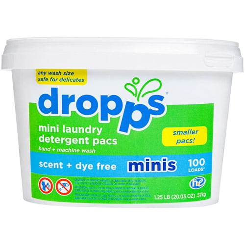 Dropps Minis Scent + Dye Free Mini Laundry Detergent Pacs, 100 count ...