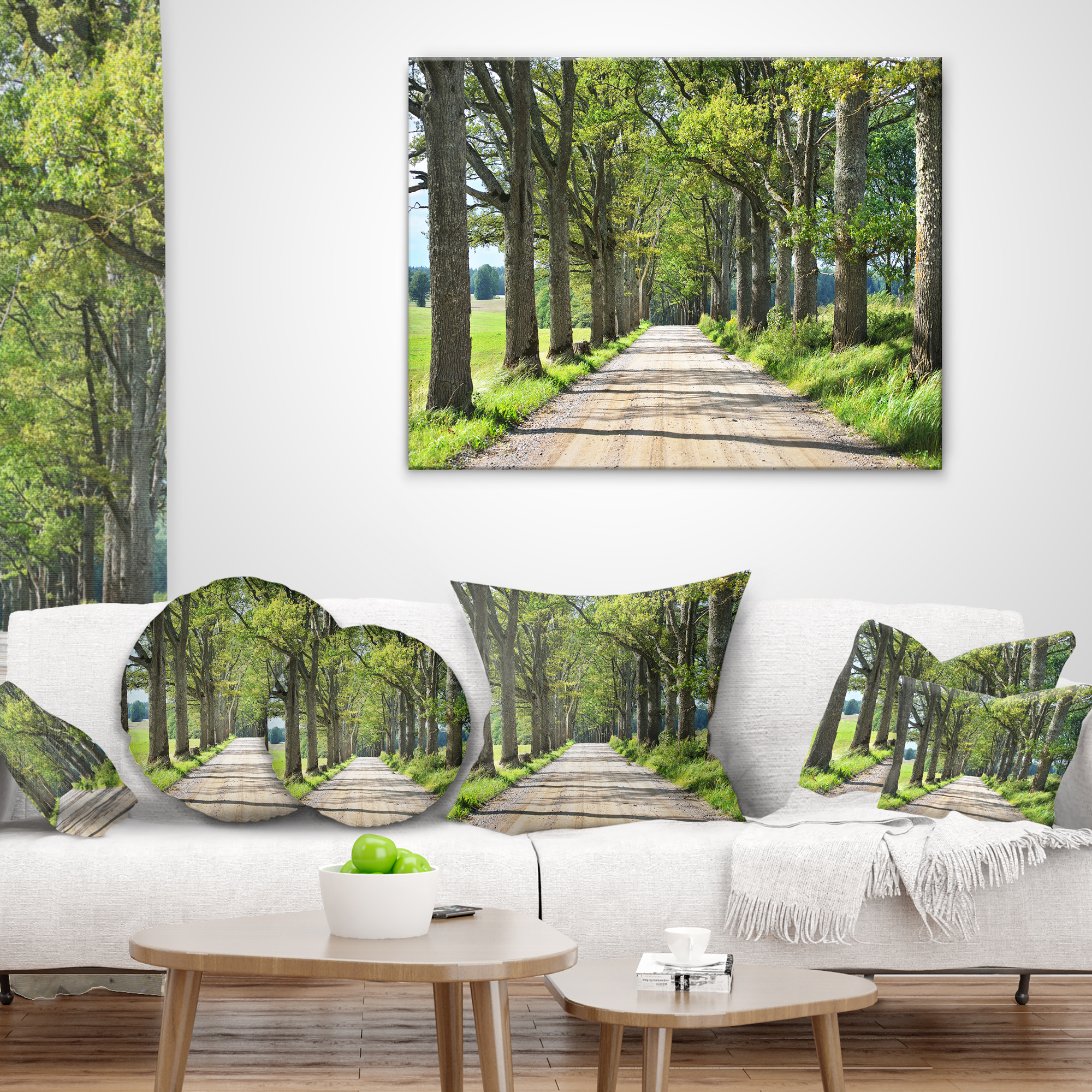 Designart Old Road through Alley - Landscape Photography Throw Pillow - 18x18