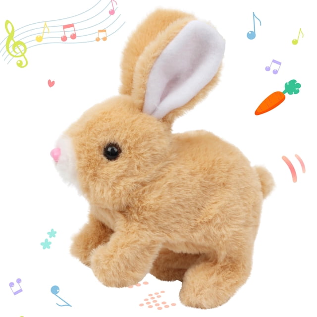 Juguete de conejito de peluche Hoppearl, conejo saltarín interactivo, 18 cm