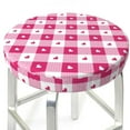 thumbnail image 3 of KLL Plaid Heart Round Bar Chair Cushion Cover 14 inch ,Bar Stool Protector with Elastic, Soft Washable, 3 of 6