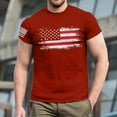 thumbnail image 4 of GIPQJK T Shirts for Men Plus Size Merican Flag Design Crewneck Short Sleeve Graphic Tops Casual Loose Patriotic T-Shirts Usa Flag T Shirts Tops,Wine XL, 4 of 5